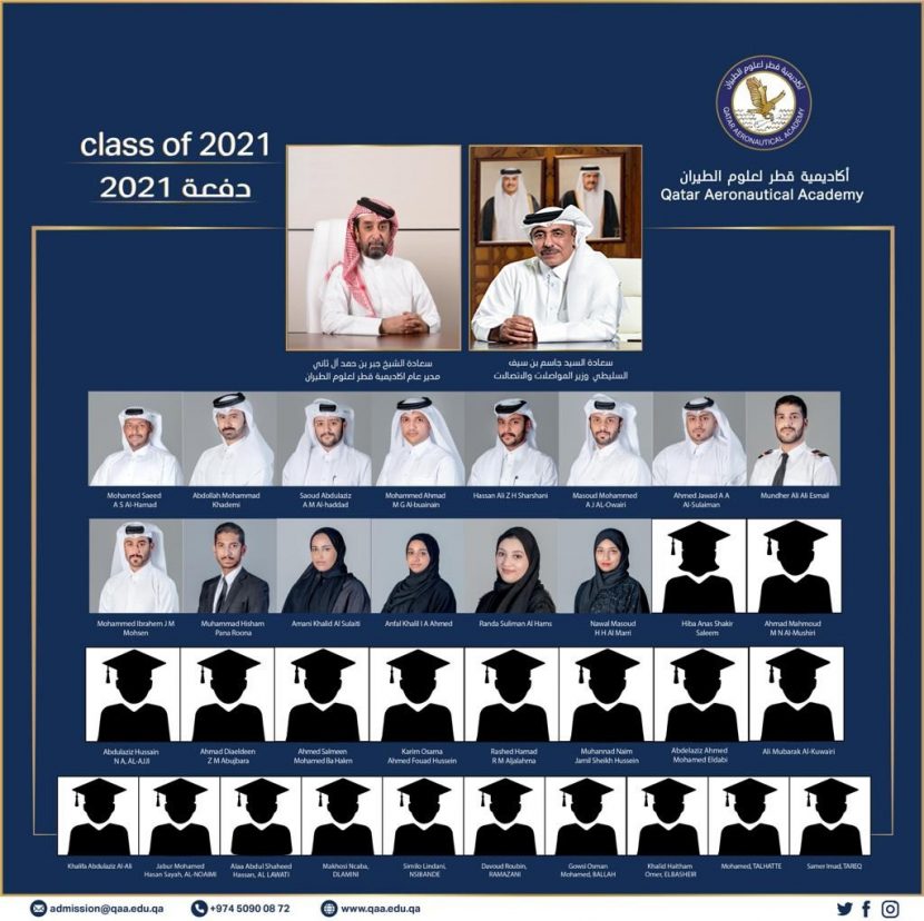 picture collage of all graduating students from the class of 2021 with director general and minister of transport and comunications